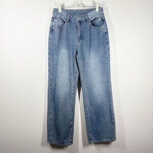 Women's Wide Leg Baggy Fit Jeans Size M High Rise Blue Med